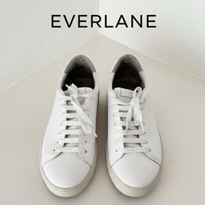 Everlane The ReLeather Court Sneaker White Tan Size 8